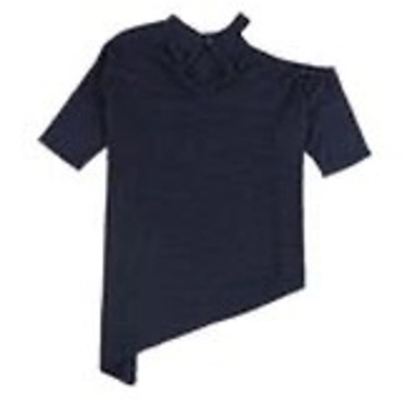 Bar III Tops - Bar III Cold Shoulder Asymmetrical hem Knit Blouse, dark Heather blue, B79, $29